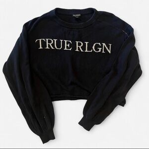 True Religion Navy Pullover with White Lettering